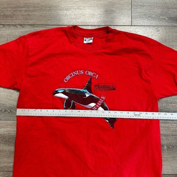 Vintage Orcinus Orca Great Whale T Shirt  Size XL North By Northwest Red USA - Picture 6 of 7